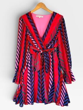 🩷 4 for $35 🩷Allison & Kelly Pink & Red Striped Wrap Dress